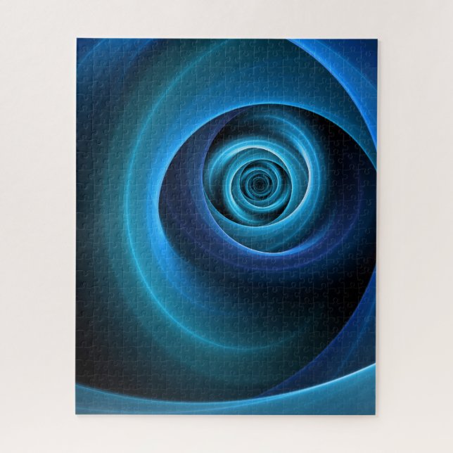 3D Spiral Blue Colours Modern Abstract Fractal Art Jigsaw Puzzle (Vertical)