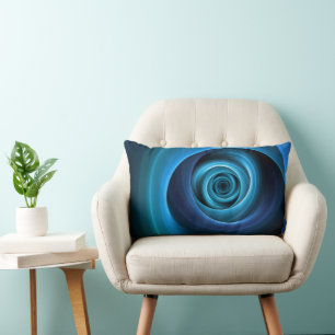 3D Spiral Blue Colours Modern Abstract Fractal Art Lumbar Cushion