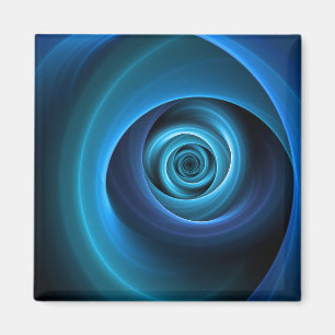 3D Spiral Blue Colours Modern Abstract Fractal Art Magnet