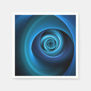 3D Spiral Blue Colours Modern Abstract Fractal Art Napkin