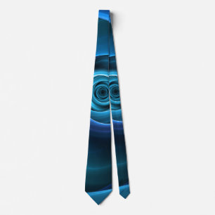 3D Spiral Blue Colours Modern Abstract Fractal Art Tie