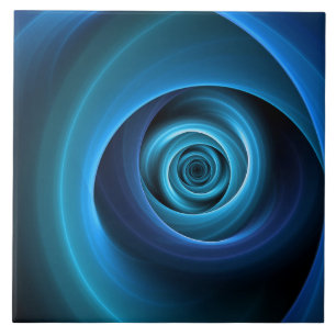 3D Spiral Blue Colours Modern Abstract Fractal Art Tile