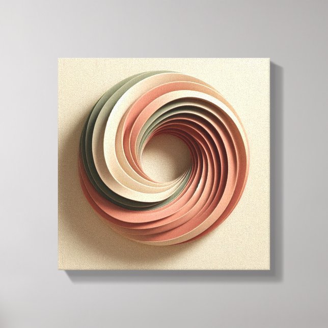 3D Spiral Surreal Abstract Art in Earth Tones Canvas Print (Front)