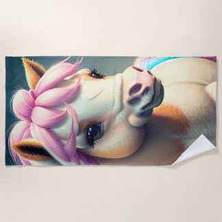 3D Spirit Pony 1 Beach Towel