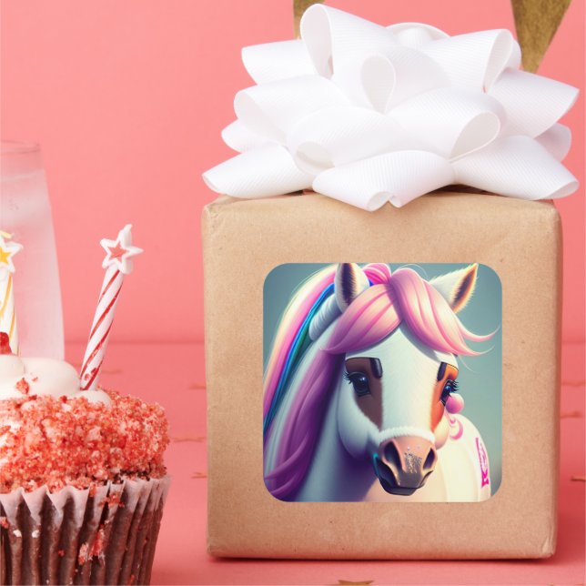 3D Spirit Pony 2 Square Sticker (Party)