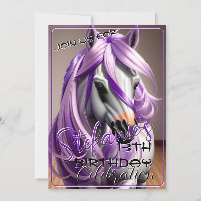 3D Spirit Pony 37 Birthday Invitation (Front)