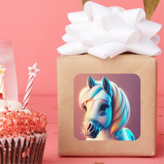 3D Spirit Pony 3 Square Sticker (Party)