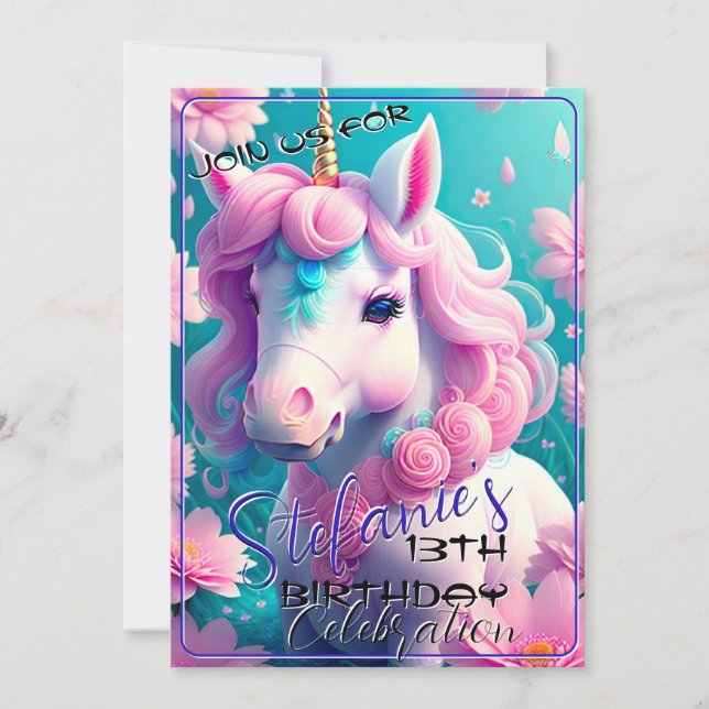 3D Spirit Pony 40 Birthday Invitation (Front)