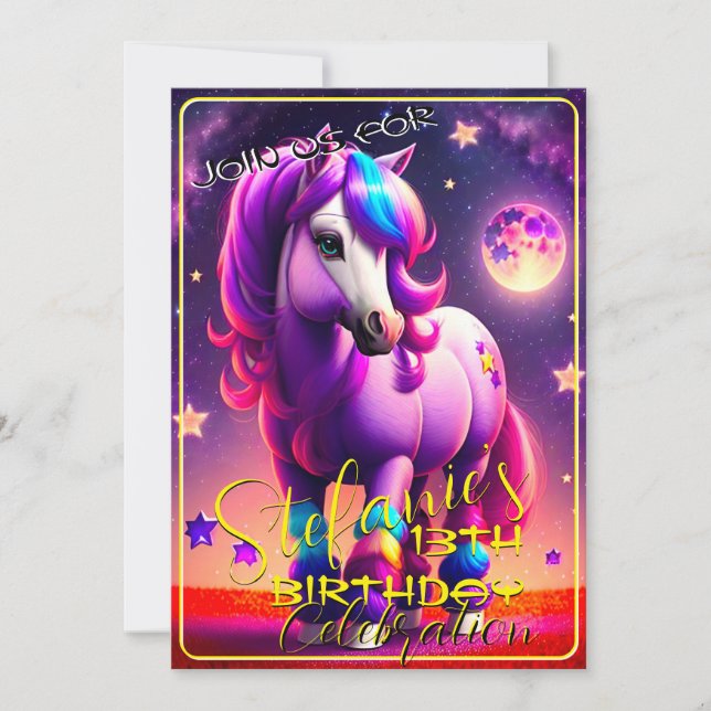 3D Spirit Pony 46 Birthday Invitation (Front)