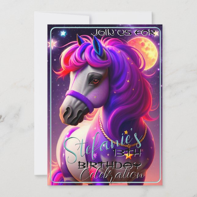 3D Spirit Pony 47 Birthday Invitation (Front)