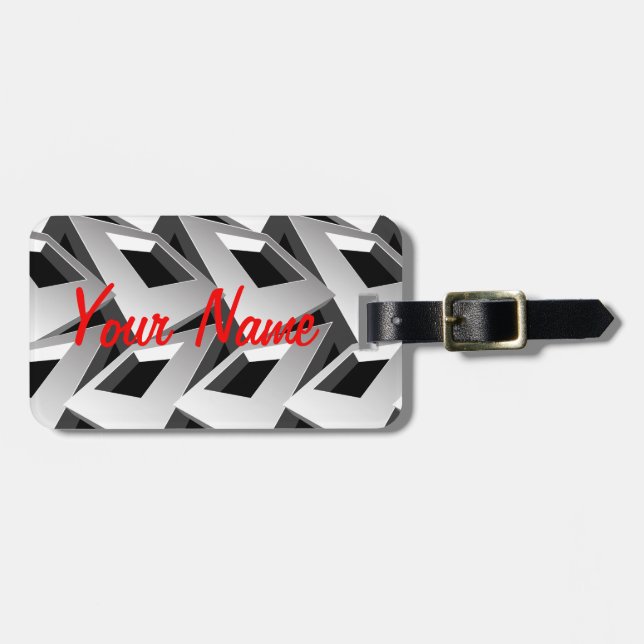 3D squares Luggage Tag (Front Horizontal)