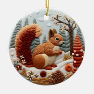 3D Squirrel Chirstmas Animal  Ceramic Tree Decoration