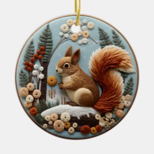 3D Squirrel Chirstmas Animal  Ceramic Tree Decoration