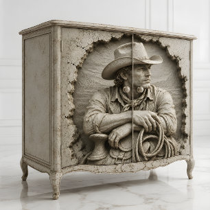 3D Stone Cowboy Western Wall Sculpture Tissue Paper