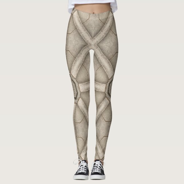 3d Stunning Texture pattern in Stone Brown  Leggings (Front)