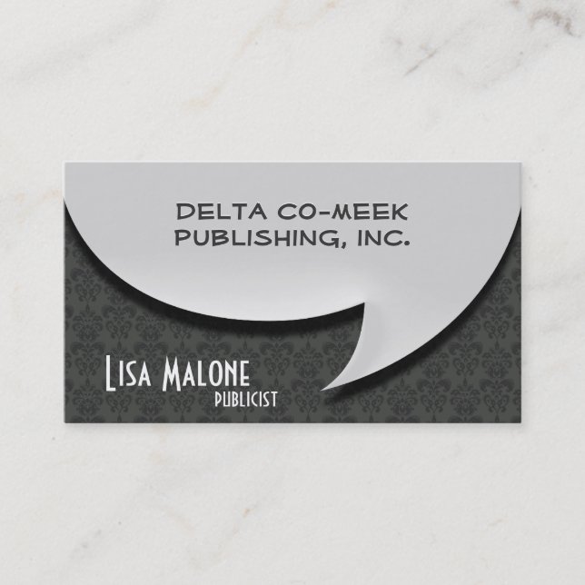 3D Style Speech Bubble Card on Damask (Front)