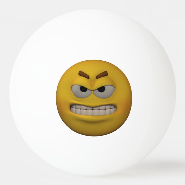 3D Style Very Angry Emoticon Ping Pong Ball (Front)