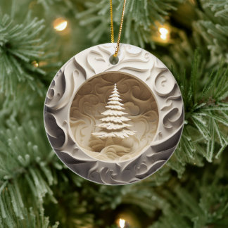 3D Style Winter Tree Christmas Holiday Ceramic Tree Decoration