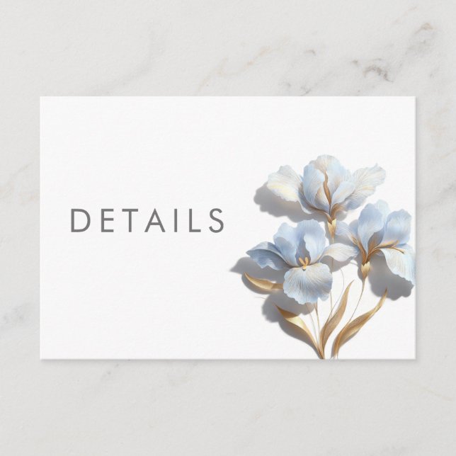 3D Stylised Lilly Wedding Details Enclosure Card (Front)