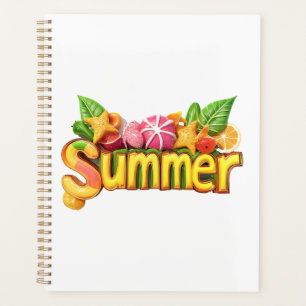 3d Summer Text - Colorful Summer Text with Fruits Planner