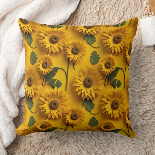 3d sunflowers cushion (Blanket)