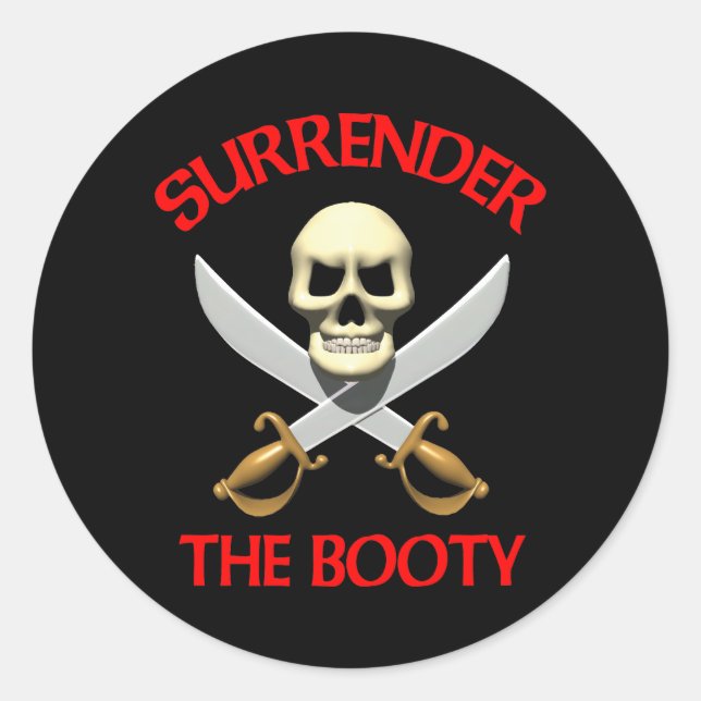 3D Surrender the Booty Classic Round Sticker (Front)