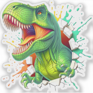 3D T-Rex Dinosaur Wall Smash Boys Kids T-Shirt