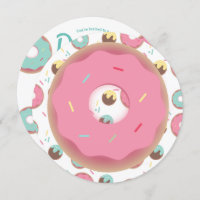 3D Teal and Pink Doughnut Sprinkle Mix Round