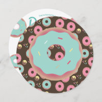 3D Teal and Pink Doughnut Sprinkle Mix Round