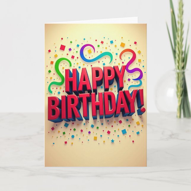 3D Text Birthday Shape Card (Front)
