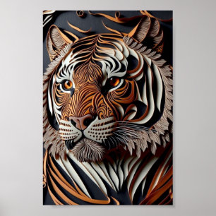3D TIGER WALL ART