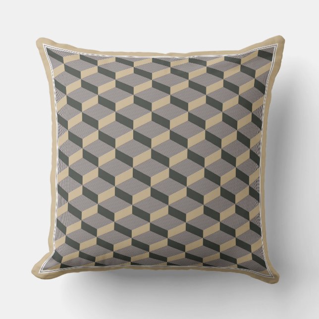 3D tiles beige design Throw Pillow (Front)