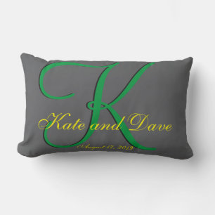 3d Titanium Monogram Date Yellow Text Lumbar Cushion