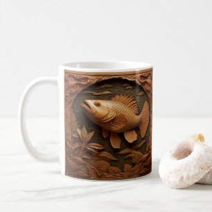 3D Tooled Leather Look Printed Fish Coffee Mug