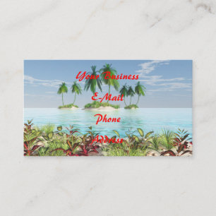 3D Tropical Sandy Beach Palm Tree Islands Business Card