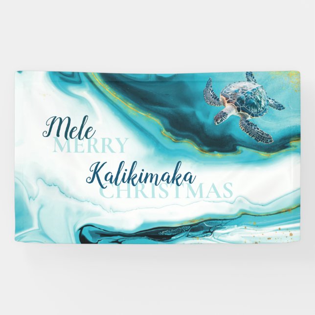 3D Turtle | Mele Kalikimaka | Christmas Banner (Horizontal)