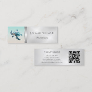 3D Turtle QR Code Beach Style Mini Business Card