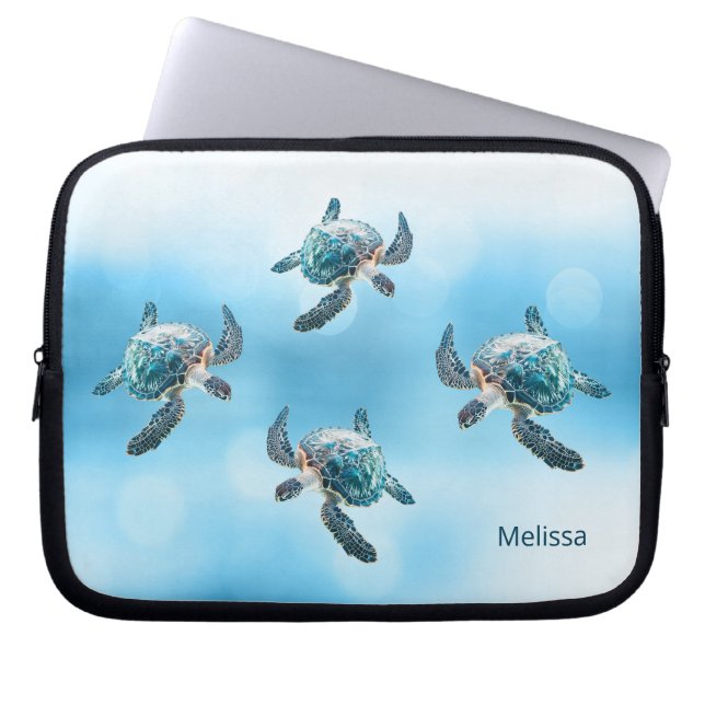 3D Turtles Coastal Laptop Sleeve (Front)