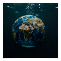 3D Underwater Globe Art – Submerged Earth 
