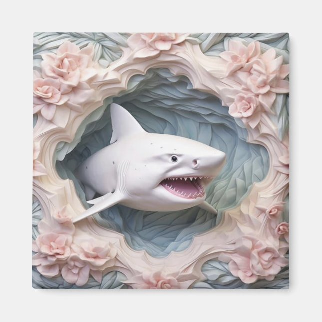 3D Underwater White Shark Magnet (Front)