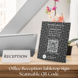 3D Urban Black Gradient Business Logo QR Code Pedestal Sign