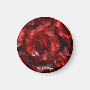 3d Valentine Red Roses  Magnet