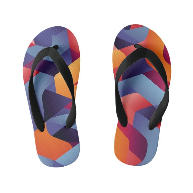3D Vibrant Geometric Pattern 2  Kid's Jandals (Footbed)