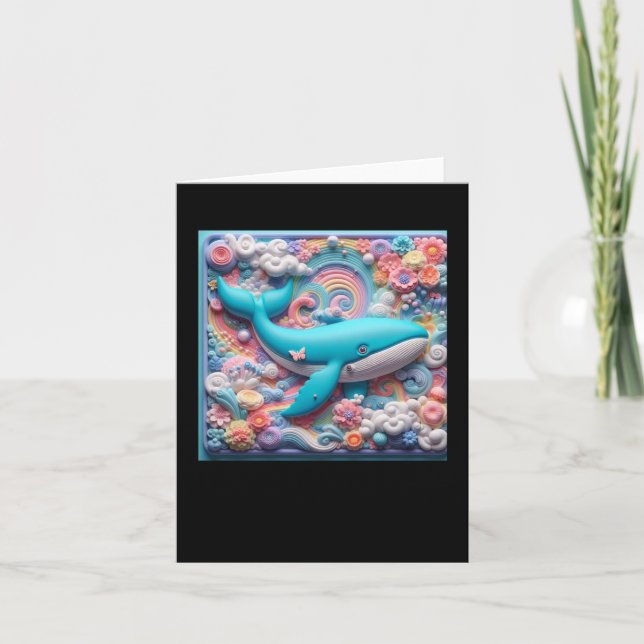 3d Whale Sticker  Card (Front)