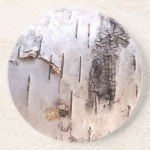 3D White Birch Bark Coaster