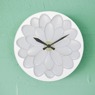 3D White Daisy Flowers Large Wall Clock