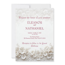 3D White Floral Burgundy Wedding Invite