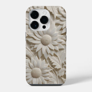 3D White Flowers iPhone 14 Pro Case