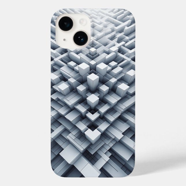 3D White Geometric Block Phone Case Abstract Cube (Back)