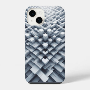 3D White Geometric Block Phone Case Abstract Cube